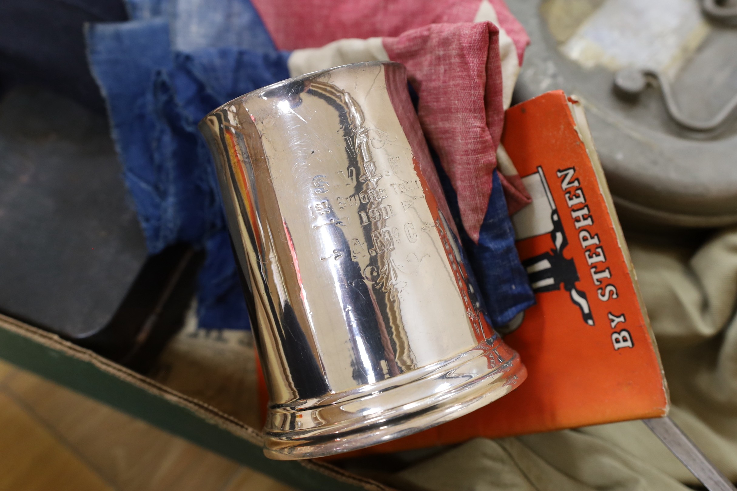 A box of militaria items
